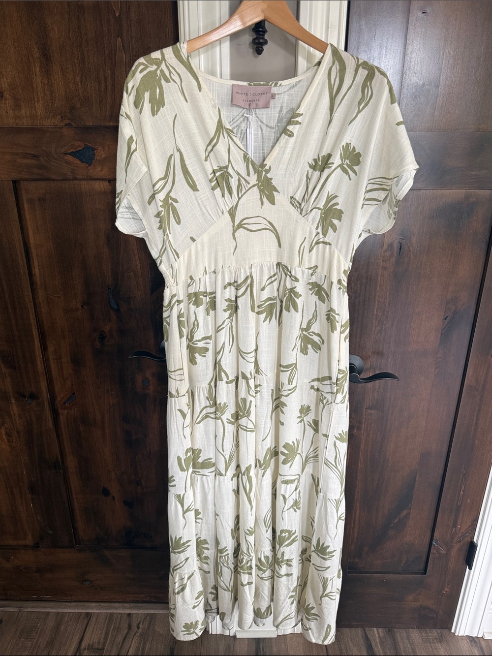 NWT Olive Floral Maxi Dress Linen Blend